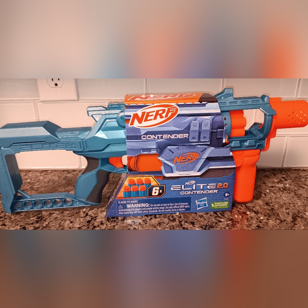 Hasbro NERF Elite 2.0 Contender Pump-Action 6-Darts Turret Blasting Cann…